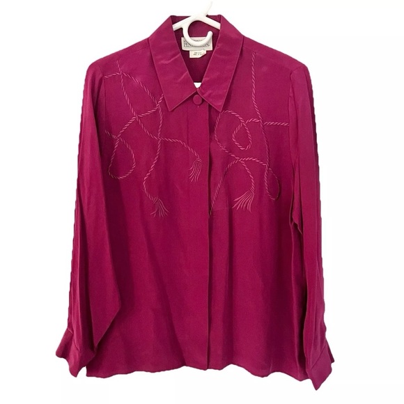 Vintage‎ Miss Sophisticates by Pendleton 100% Silk Embroidered Blouse Women’s 12 - Picture 1 of 12